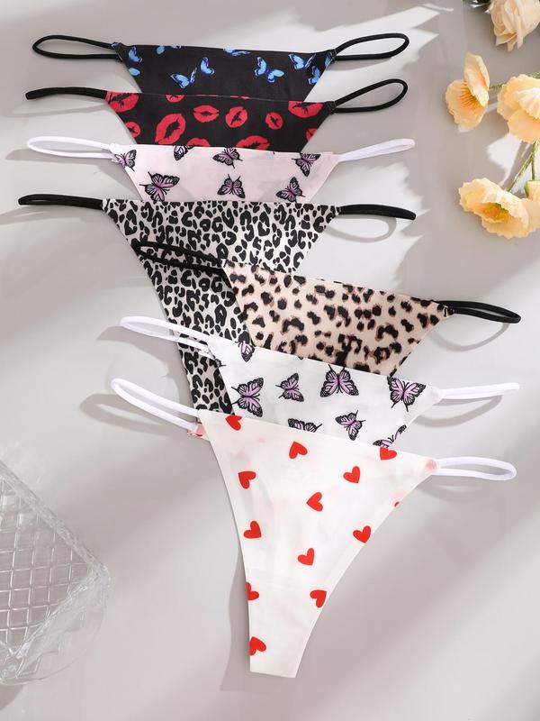 Women's All Over Print Thong, Casual Comfy Breathable Thong for Daily Wear, Underwear for Women, Back To School Wear, Panties for Women, Ladies Underwear for All Seasons