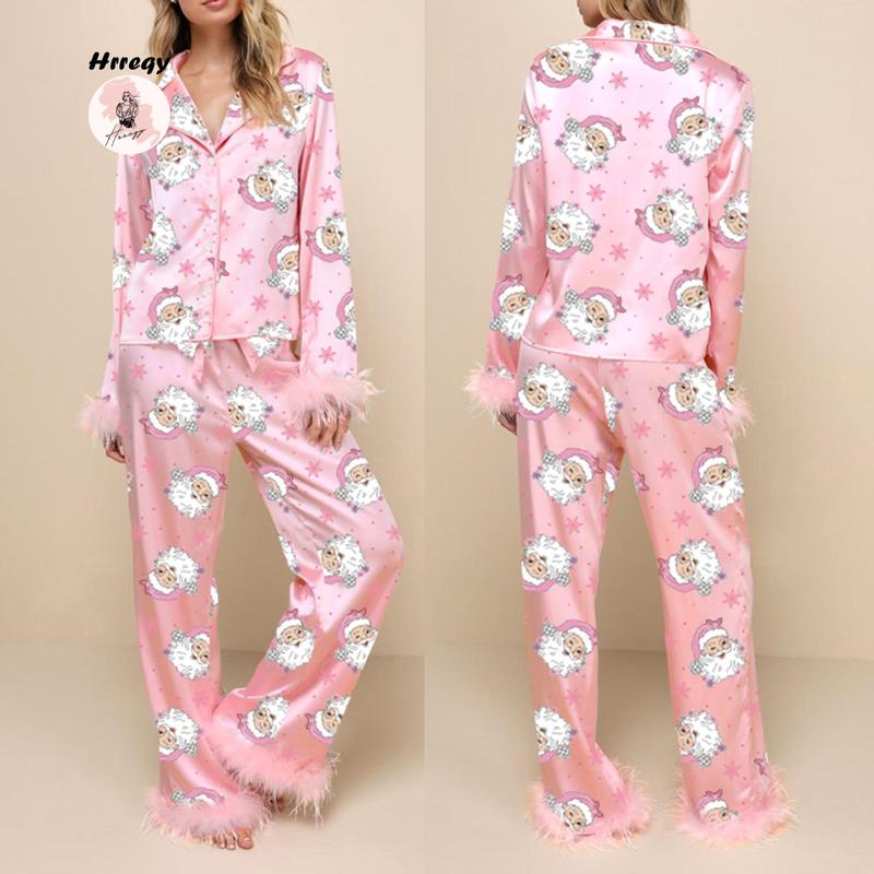 Pajamas for women set Women Christmas Pajamas Lounge Set Santa Christmas Tree Boots Print Shirts Tops and Pants 2 Piece Loungewear Outfits casual fashion Nightwear Long Sleeve  women's pajama sets Pajamas for women set knit pullover