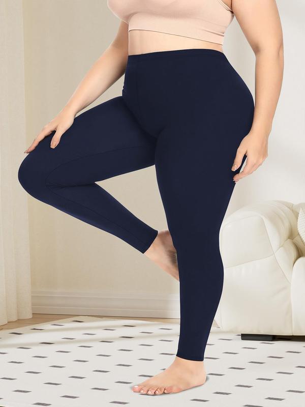  Solid High Waist Leggings, Casual Comfy Stretchy Skinny Pants for Women, Women's Bottoms for Fall & Winter