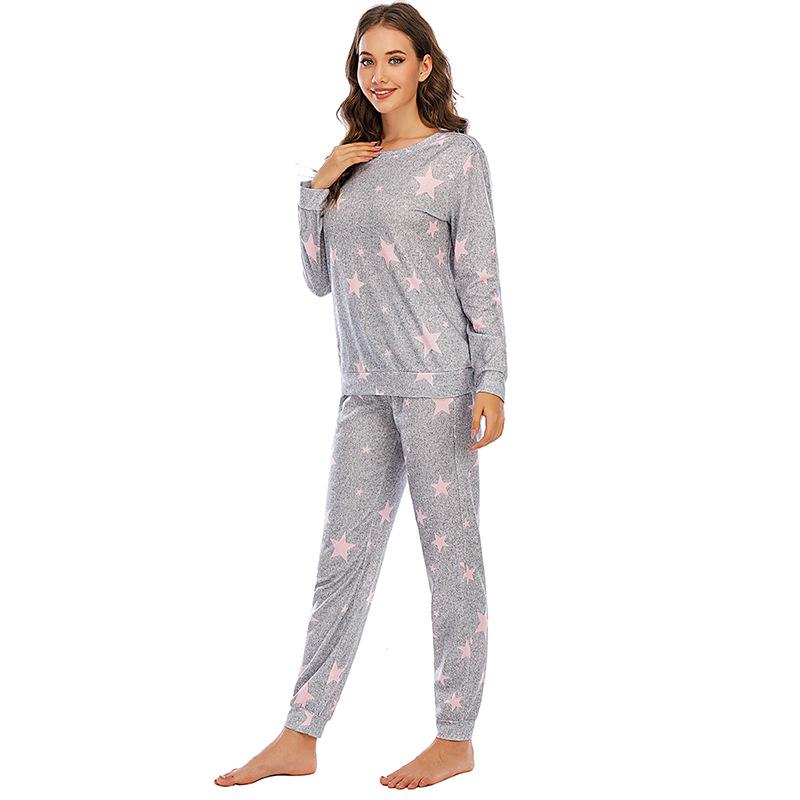 Women's Autumn and Winter Pajamas Five-Pointed Star Casual Ladies Long Sleeve Ladies' Homewear