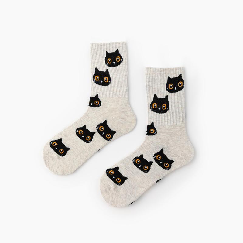 Cider [one-size] Cat Pattern Crew Socks