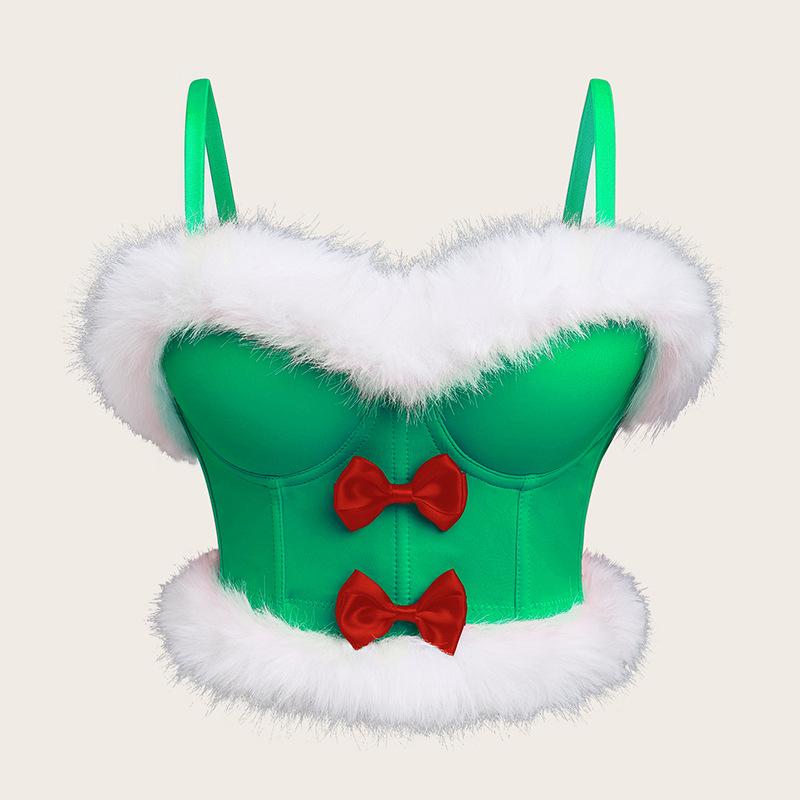 Christmas Sexy Bow Hairy Adjustable Body Shaping External Strap Sexy Strapless Dress