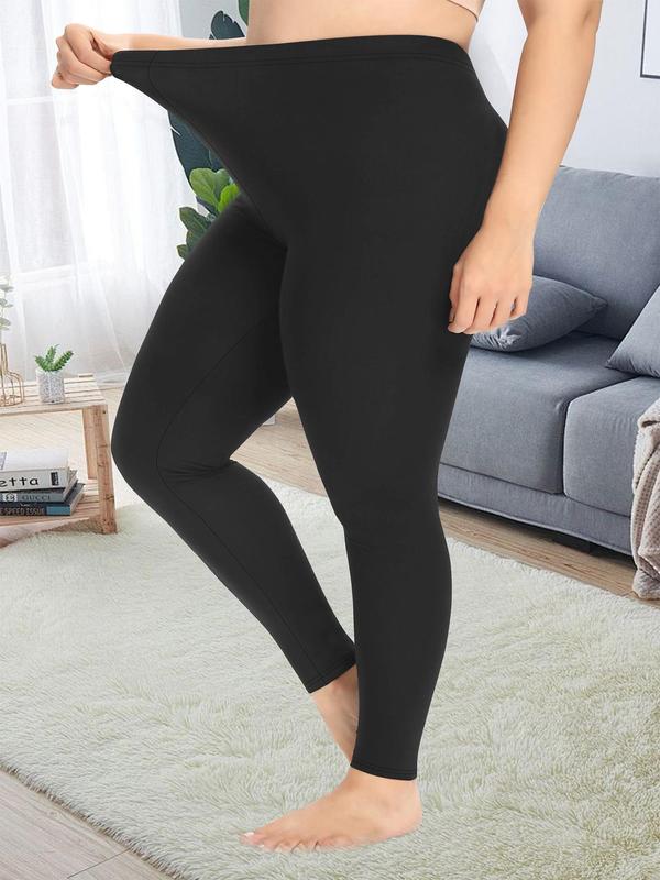  Solid High Waist Leggings, Casual Comfy Stretchy Skinny Pants for Women, Women's Bottoms for Fall & Winter