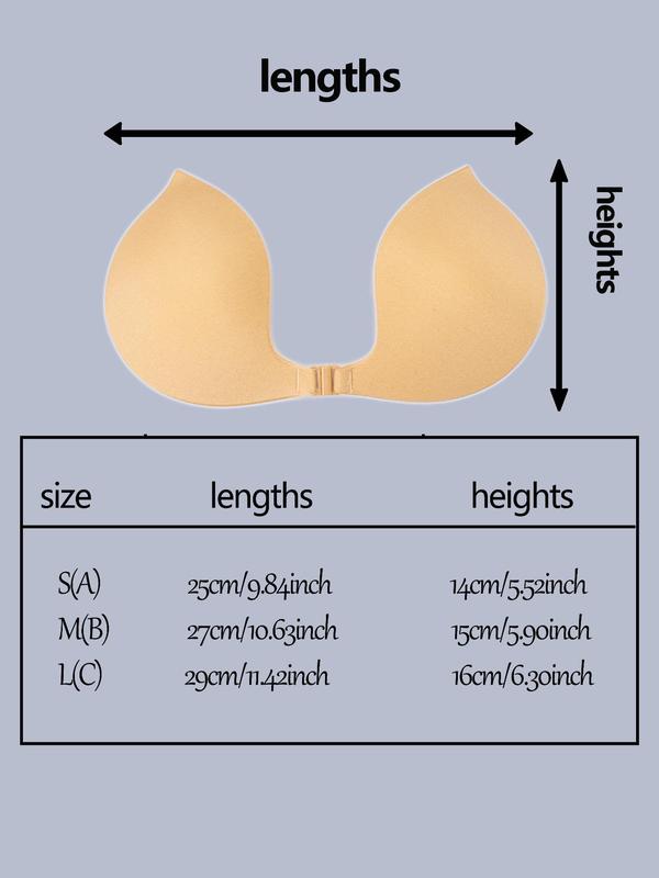 Women's Solid Color Buckle Front Self Adhesive Bra, Invisible Strapless Push Up Sticky Lingerie Top, Women's Lingerie Accessories for All Seasons