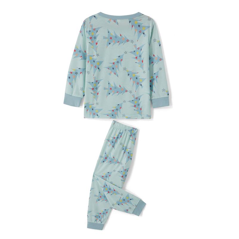 Matching Christmas Pajamas For Family, Christmas Tree Print Solid Long-Sleeved Tops + Trousers  Jumpsuit Dog Clothes