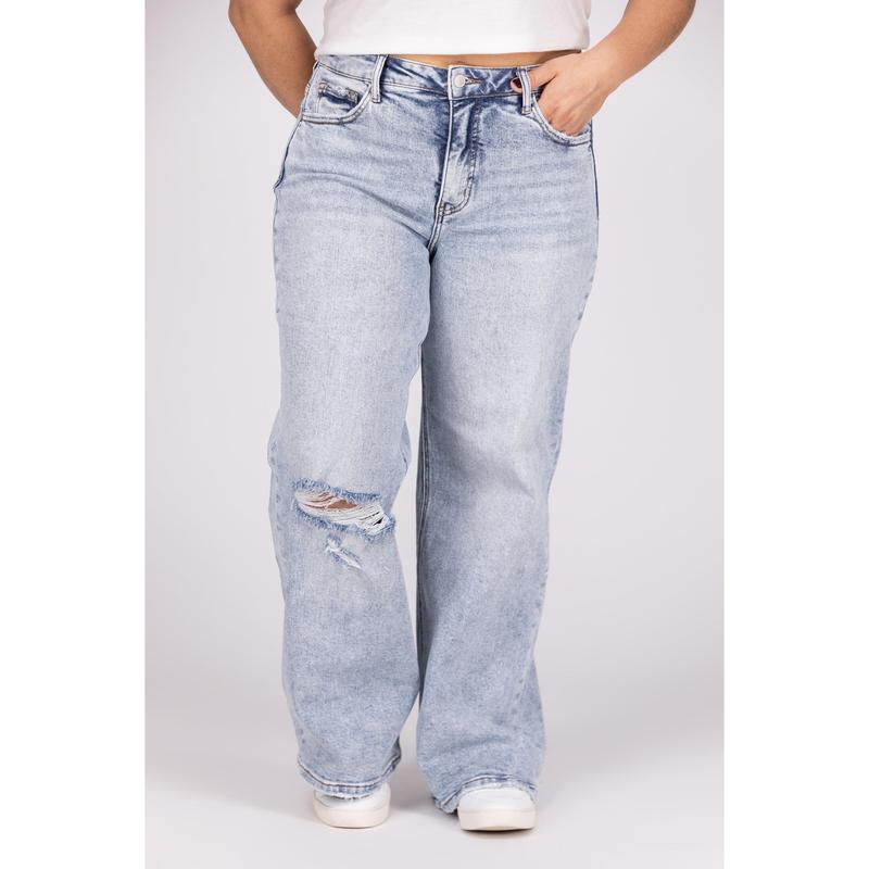 The Kendra by Lovervet: High-Rise Tummy Control Wide Leg Denim