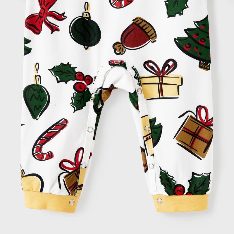 PatPat Christmas Family Matching Allover Christmas-Theme Pattern Pajamas Sets with Drawstring and Pockets