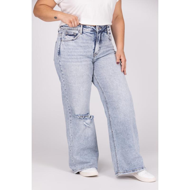 The Kendra by Lovervet: High-Rise Tummy Control Wide Leg Denim