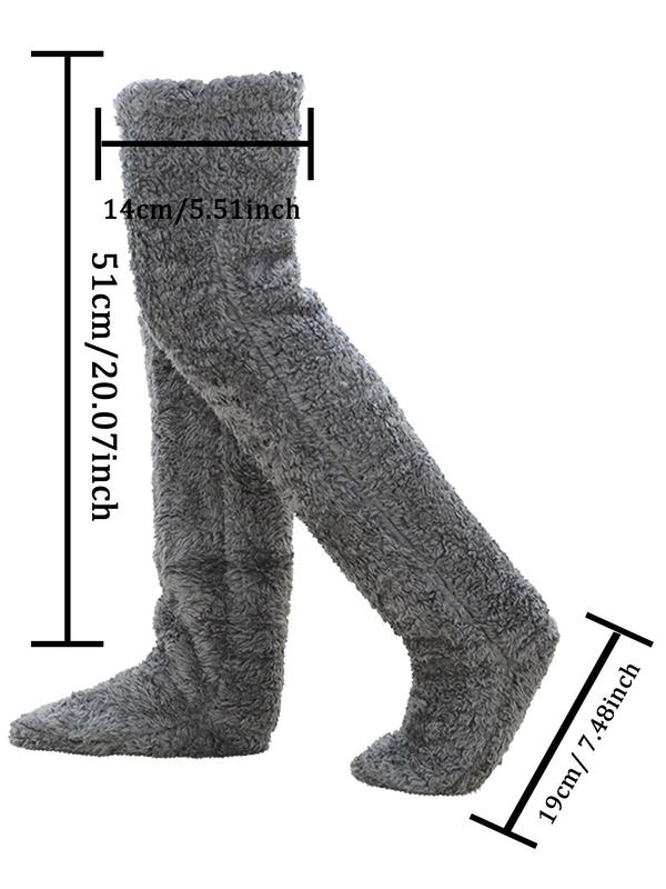 Women's Solid Thermal Lined Knee High Socks, Casual Soft Comfy Warm Socks for Fall & Winter, Women's Socks for Daily Wear