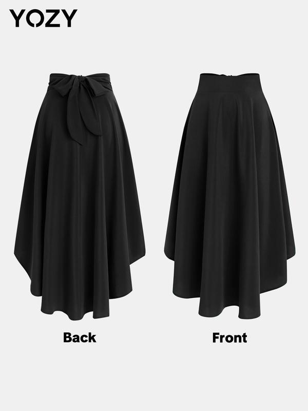 YOZY Christmas Deals, Women's Solid Belted Pleated Skirt, Casual Fashion Long Skirt for Daily Outdoor Wear, Women's Bottoms for Spring & Fall, Christmas 2024 Trend, Fall & Winter Clothes