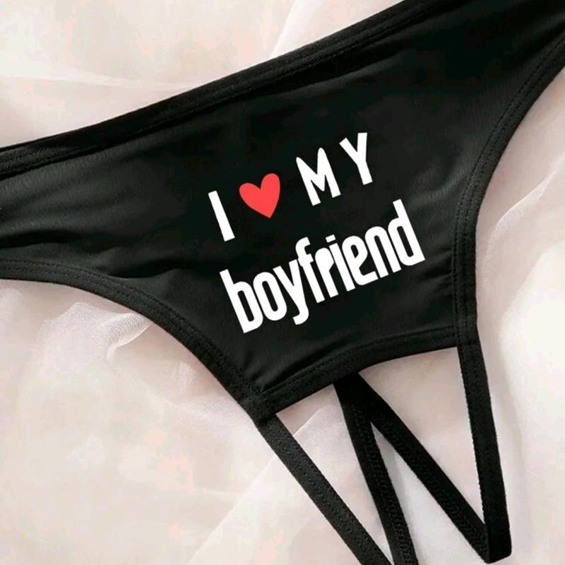 I Love My Boyfriend Print Pantie for Women - Sexy Lingerie