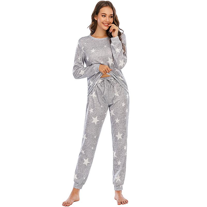 Women's Autumn and Winter Pajamas Five-Pointed Star Casual Ladies Long Sleeve Ladies' Homewear