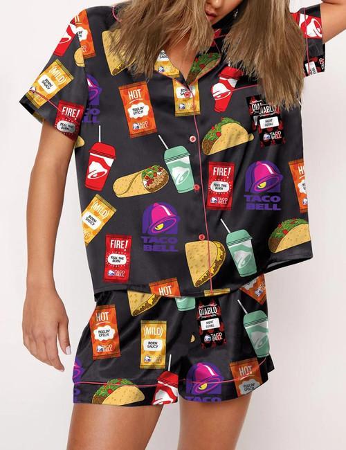 Taco Bell Lover Pajama Set For Women Fun Cozy Taco Print Sleepwear Perfect Gift For Foodie Fans