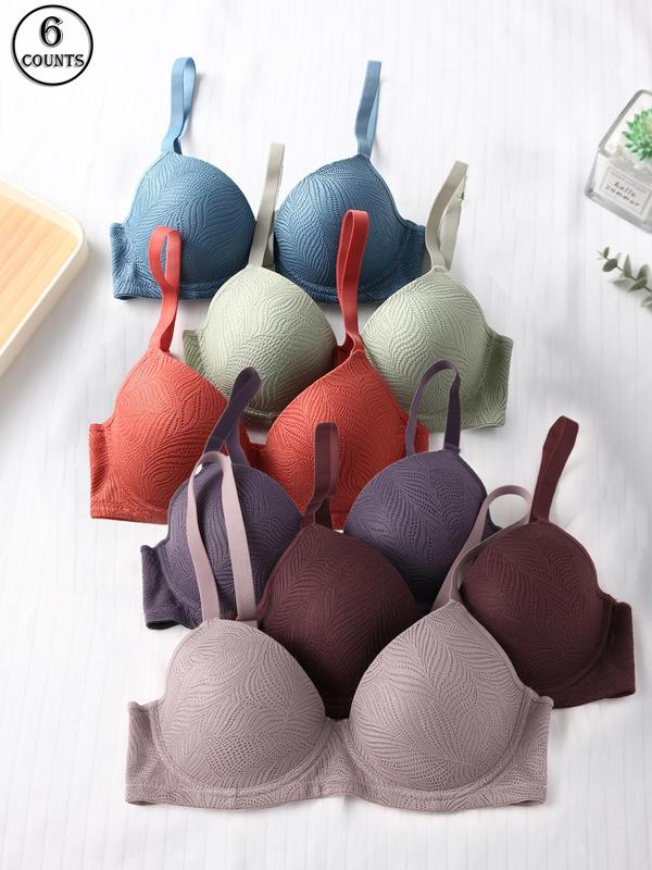 Women's Solid Color Hollow Out Adjustable Strap Push Up Bra, Elegant Comfortable Breathable Underwire Bra, Lingerie Underwear Sets for All Seasons