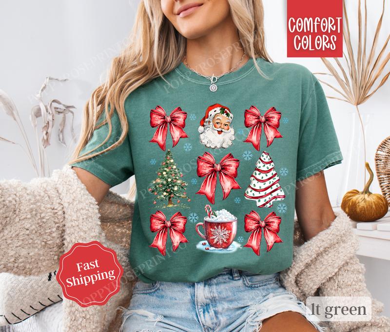 Red Coquette Christmas Shirt Comfort Colors, Cute Xmas Tshirt, Women's Holiday Tee