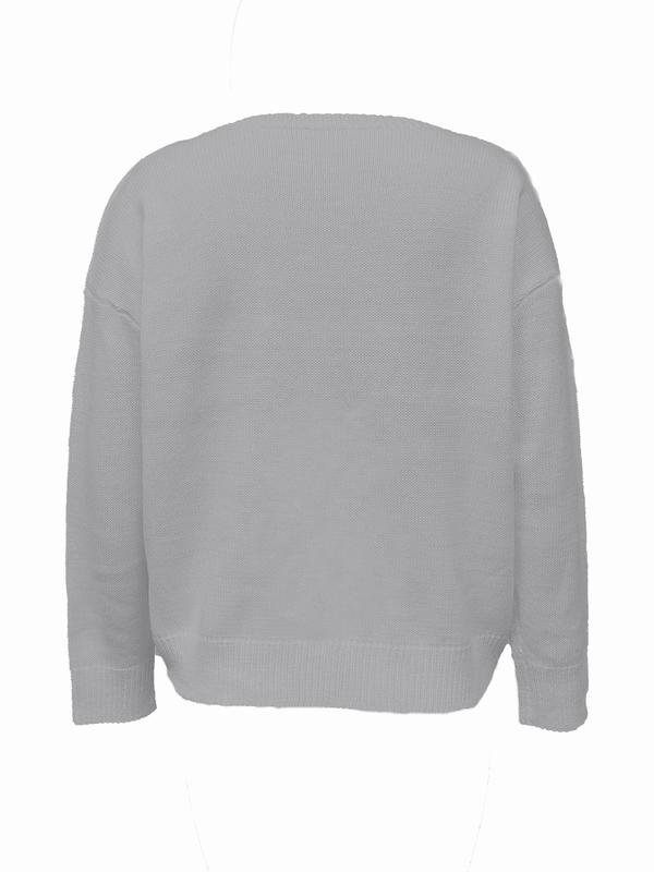 Women's Plain Drop Shoulder Sweater, Casual Long Sleeve Round Neck Jumper for Fall & Winter, Women's Knitwear for Daily Wear