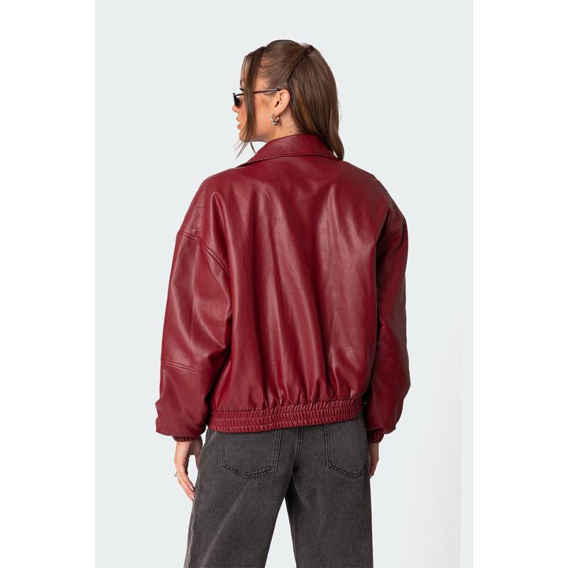 Halley Faux Leather Bomber Jacket