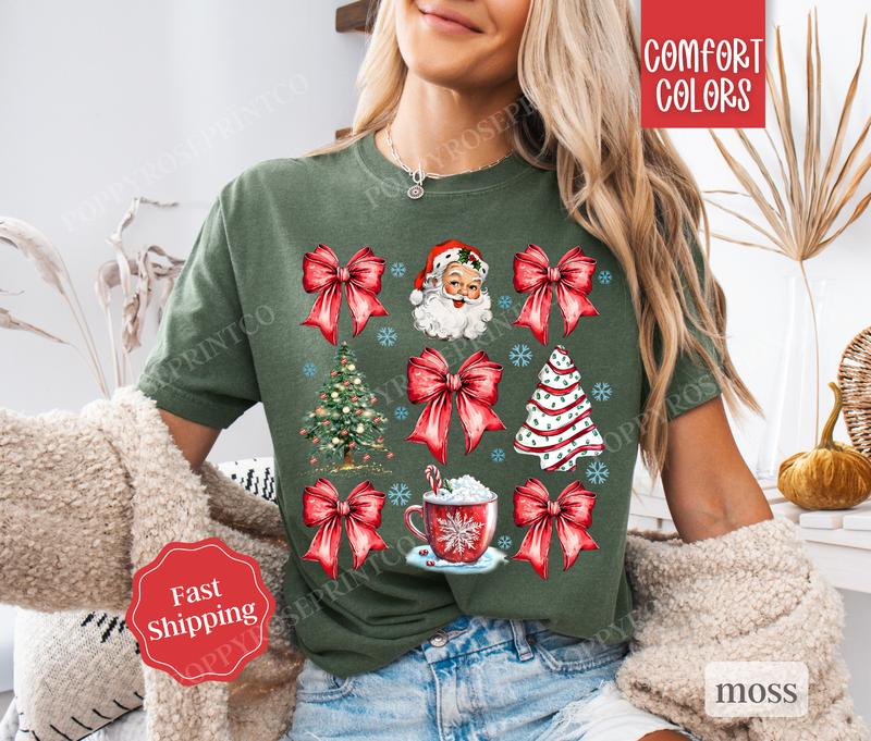 Red Coquette Christmas Shirt Comfort Colors, Cute Xmas Tshirt, Women's Holiday Tee