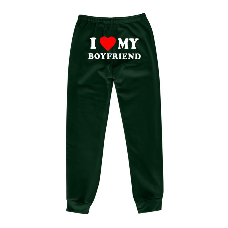 I Love My Boyfriend Women's Sweatpants Elastic High Walst Fitness Joggers Casual Pants Loose FitCasual Sweatpants