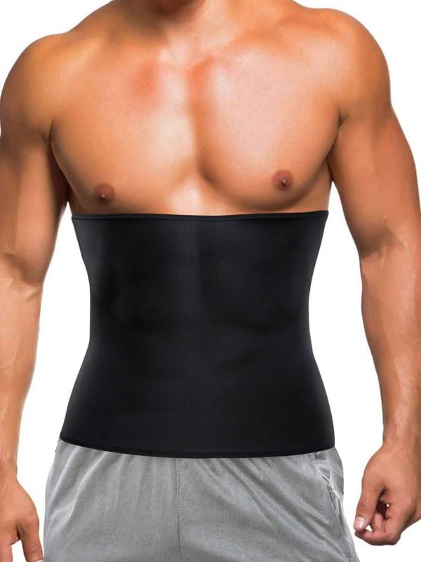 Men's Solid Color Waist Cincher, High Stretch Comfortable Tummy Control Waist Trainer, Sauna Sweat Workout Shapewear