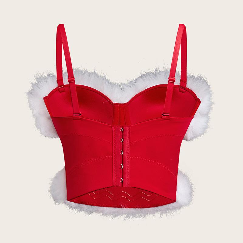 Christmas Sexy Bow Hairy Adjustable Body Shaping External Strap Sexy Strapless Dress