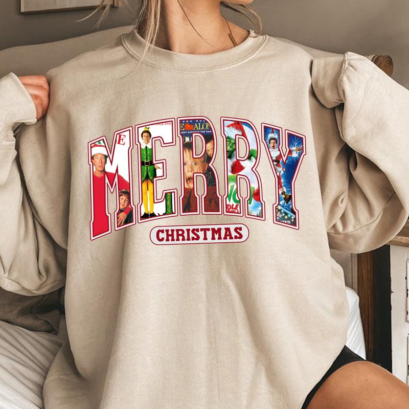 MERRY Christmas 90s Movies Shirt, Christmas Shirt For Movies Lovers