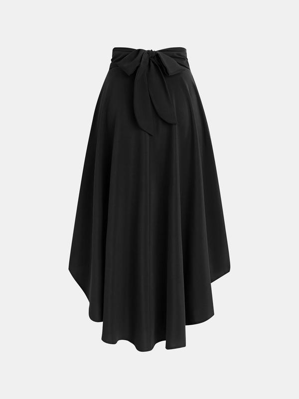 YOZY Christmas Deals, Women's Solid Belted Pleated Skirt, Casual Fashion Long Skirt for Daily Outdoor Wear, Women's Bottoms for Spring & Fall, Christmas 2024 Trend, Fall & Winter Clothes