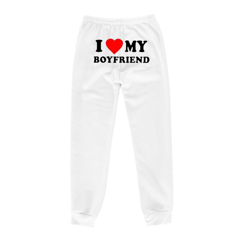 I Love My Boyfriend Women's Sweatpants Elastic High Walst Fitness Joggers Casual Pants Loose FitCasual Sweatpants