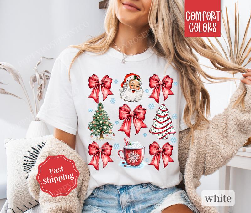 Red Coquette Christmas Shirt Comfort Colors, Cute Xmas Tshirt, Women's Holiday Tee