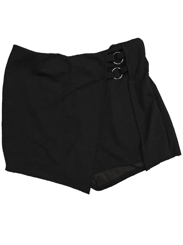 Plus Size Asymmetrical Hem High Waist Shorts, Casual Solid Ring Linked Shorts for Daily Wear, Women's Bottoms for Summer