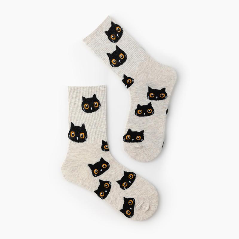 Cider [one-size] Cat Pattern Crew Socks