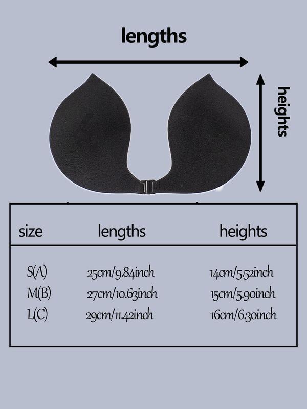 Women's Solid Color Buckle Front Self Adhesive Bra, Invisible Strapless Push Up Sticky Lingerie Top, Women's Lingerie Accessories for All Seasons