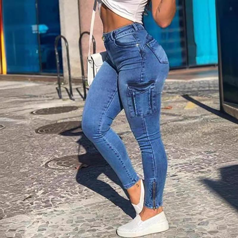 2024 Spring Summer New Women's Clothing Fashion High Waist Skinny Jeans Denim Pants Trousers Fashion Casual Jeans