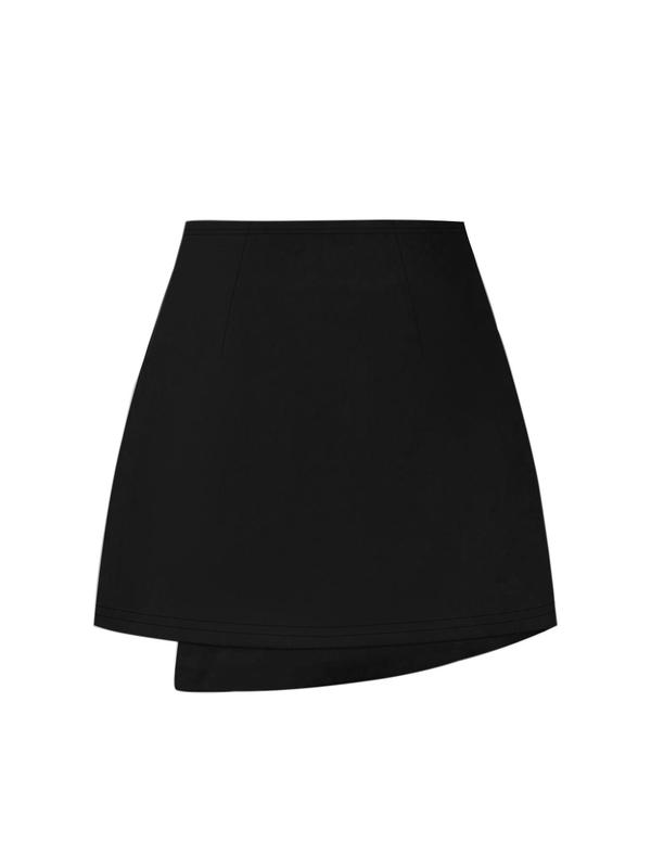 Women's Solid Wrap Asymmetrical Hem Skirt, Casual High Waist Short Skirt for Daily Wear, Ladies Bottoms for All Seasons