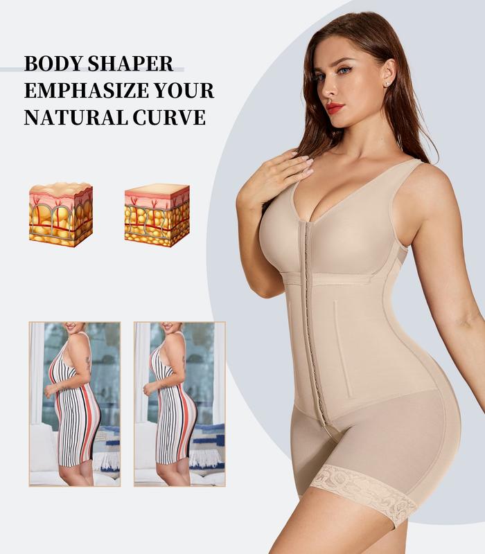 SHAPEASY Fajas Colombianas Shapewear for Women's Full Body Basic Garment Girdles Vneck Bodysuit Womenswear Underwear