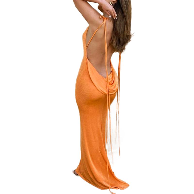 2022Sexy Backless Bandage Long Dresses for Club Party Night Gown Vestido Chic Women Elegant Spaghetii Strap Dress Summer Beach