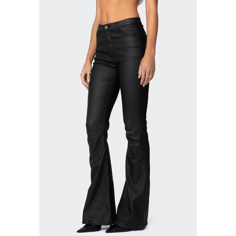 Luna Faux Leather Flare Jeans