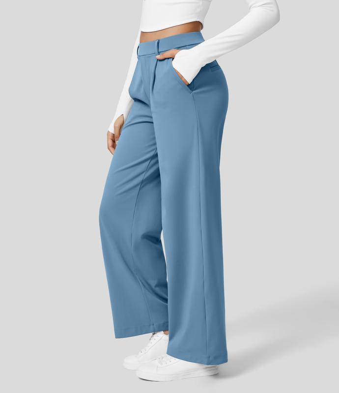 Halara Flex High Waisted Plicated Side Pocket Straight Leg Work Pants