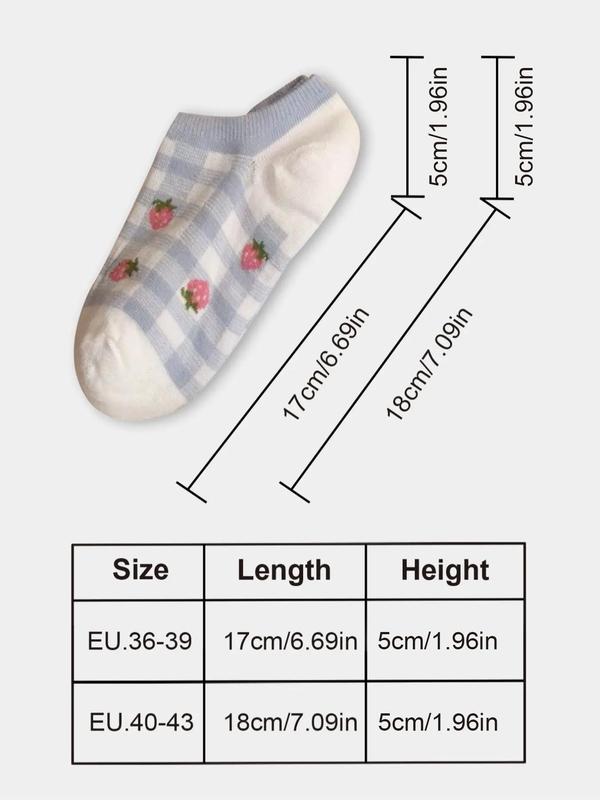 Women's 20 Pairs Cartoon Animal & Fruit Print Ankle Socks, Cute Comfy Breathable Socks for Daily Wear, Multipack Low Cut Socks for Women