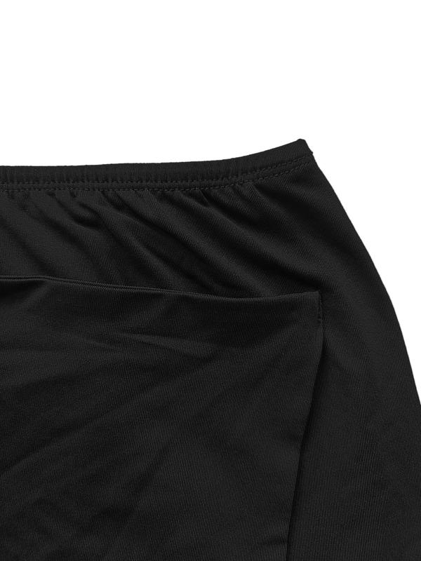 Women's Solid Wrap Asymmetrical Hem Skirt, Casual High Waist Short Skirt for Daily Wear, Ladies Bottoms for All Seasons