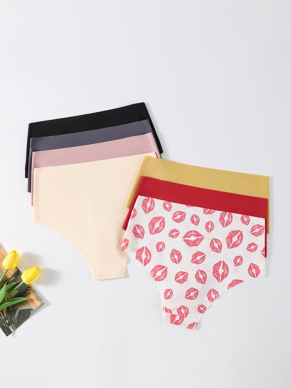 Women's 7pcs Panties, High Waist Knicker, Breathable Comfortable Panty for Daily Wear, Women's Underwear for All Seasons, Lady Womenswear