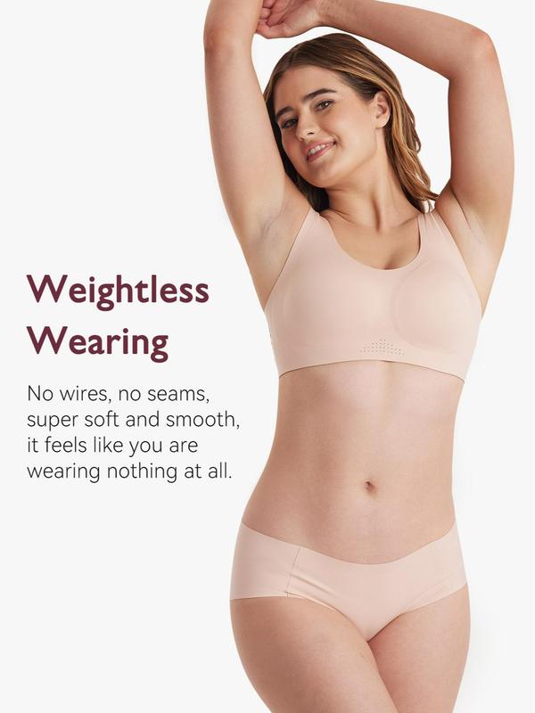 Momcozy Seamless Bra for Women, EB007 Comfort Soft Support Bra, Wireless Full-Coverage Everyday Bra Invisible Bralette 1 Pack Womenswear Underwear Lady Comfortable Basic Sexy Minimalist