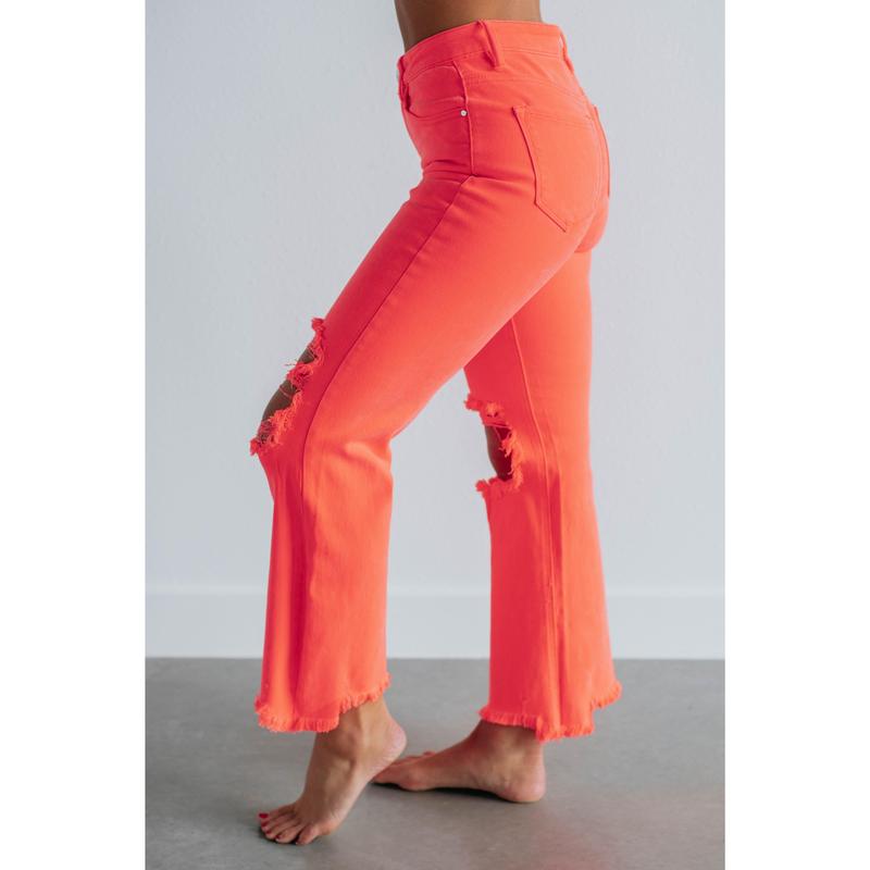 Willow Risen Jeans - Neon Coral