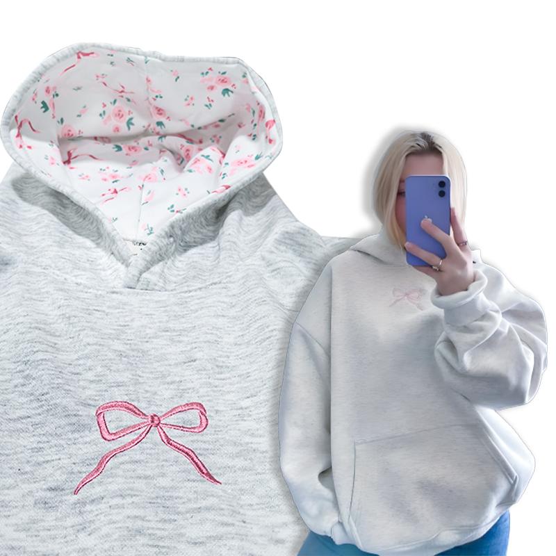 Women’s Pink Bow Hoodie  Graphic Hoodie Cute Hoodies Hoodies For Women Sweet Casual Fall Winter Hoodie - Cozy Warm Women's Fashion Pullover Long Sleeve Tops