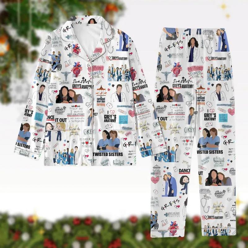 Christmas Grey Anatomy Doctor Grey Pajamas Set, Funny Sitcom Movie Holiday Pajamas, The Memories Pj Set