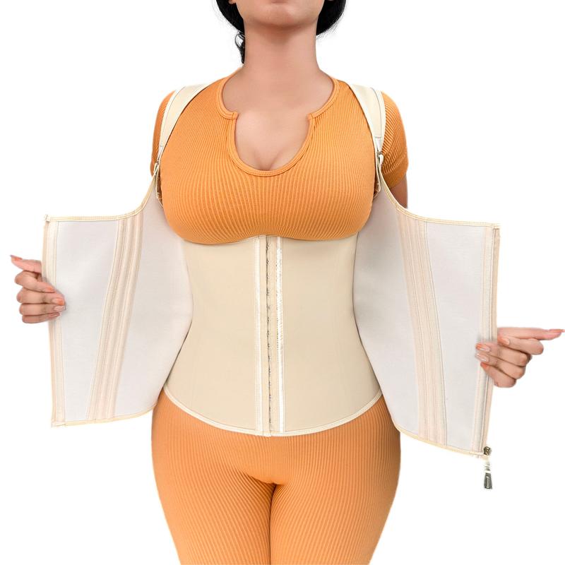 Women's Adjustable Hook&Eye Closure Zipper Front Shapewear Top,Comfort Open Bust Tummy Control Corset,Compression Waist Shaper, Ladies Shapewear for All Seasons Sexy