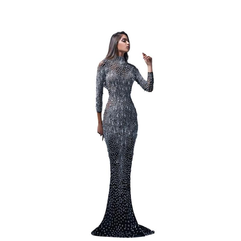 2024 Cross-Border Spring New European and American Foreign Trade Women's Clothing Mesh Long Sleeve Slim Sexy Dress Evening Dress Dress