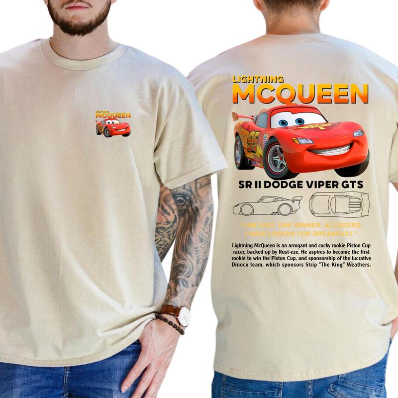 95 Lightning McQueen and Sally T-shirt Sweatshirt Hoodie, 2 Side Printed Couples Car Shirt, Lover Car Shirt  Cotton