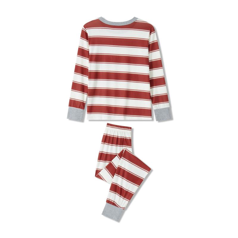 Matching Christmas Pajamas For Family Long Sleeve O Neck Tops + Striped Pants or Long Sleeve Striped Jumpsuit