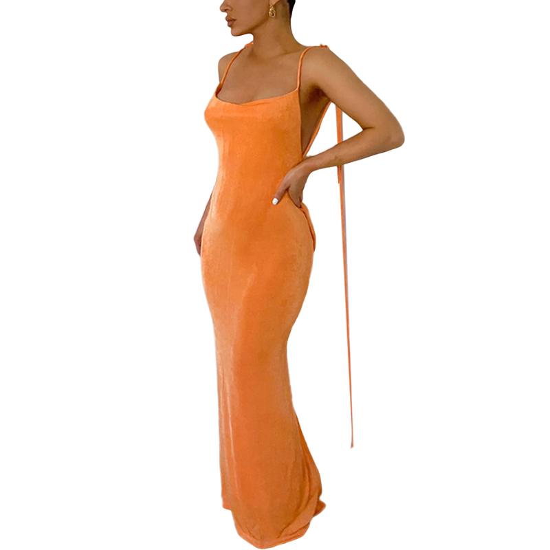 2022Sexy Backless Bandage Long Dresses for Club Party Night Gown Vestido Chic Women Elegant Spaghetii Strap Dress Summer Beach